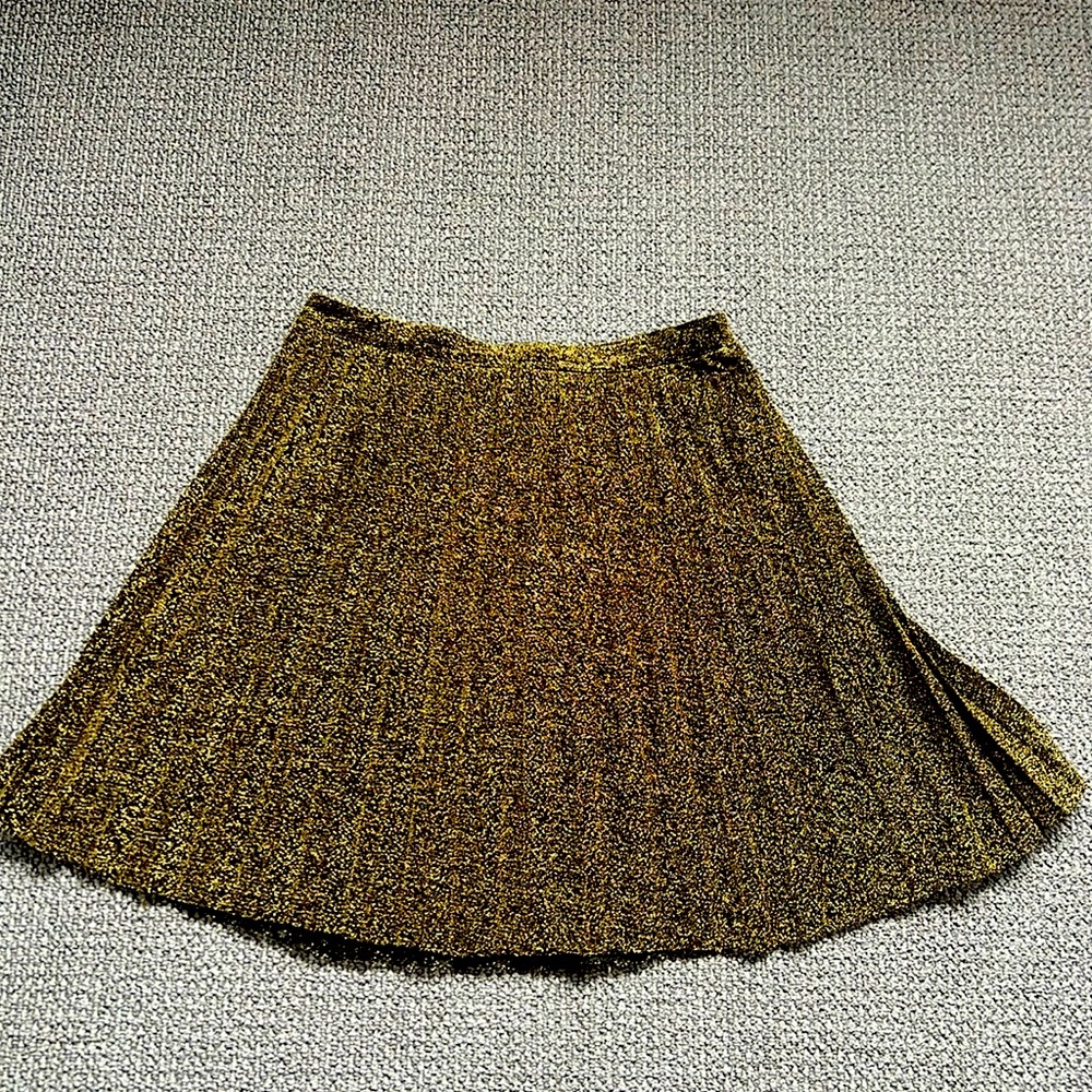 Gold A-Line Pleated Skirt